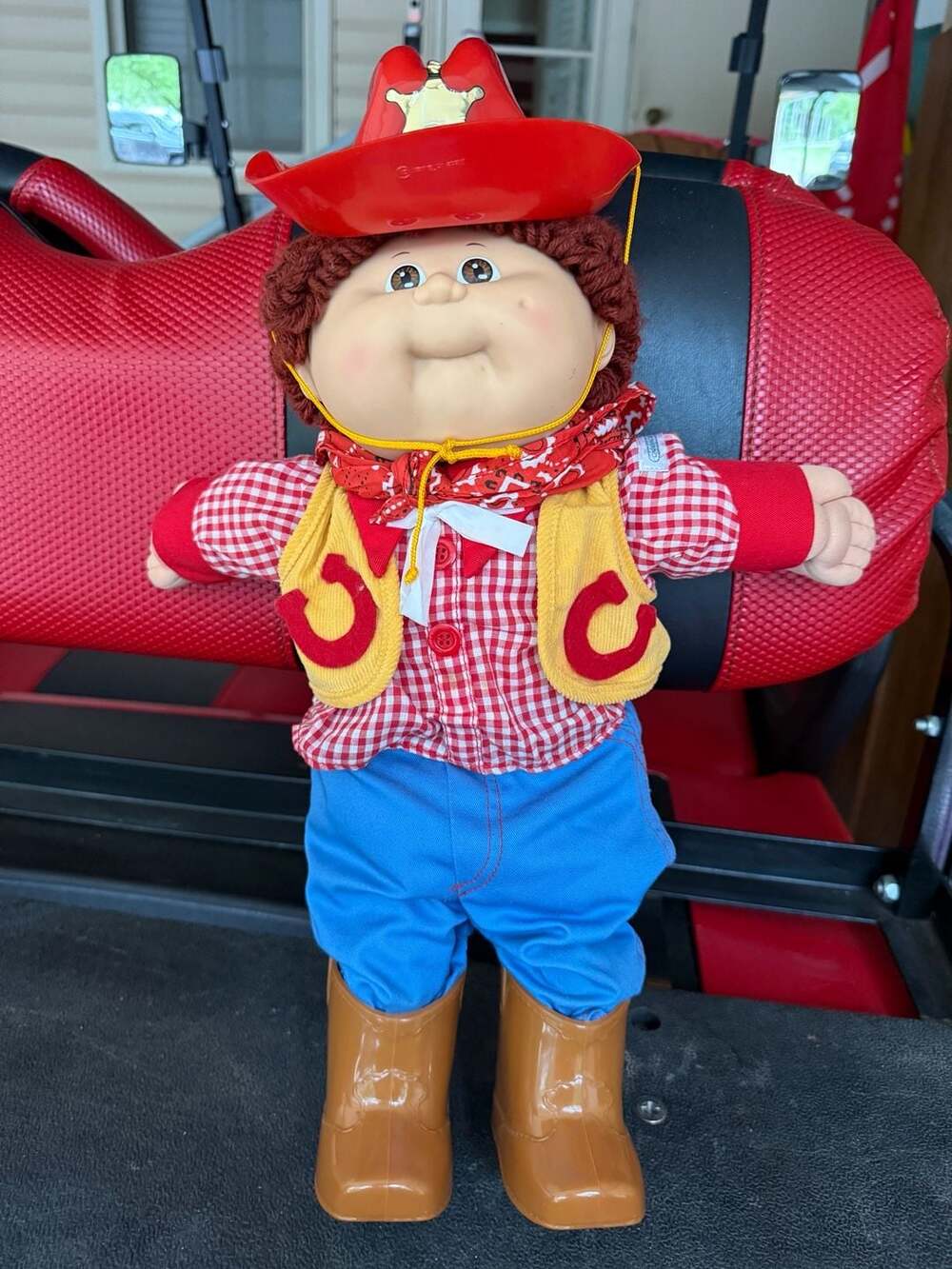 Vintage Cabbage Patch Kids boy Cowboy Doll with Red Hair, Hat, Boots
